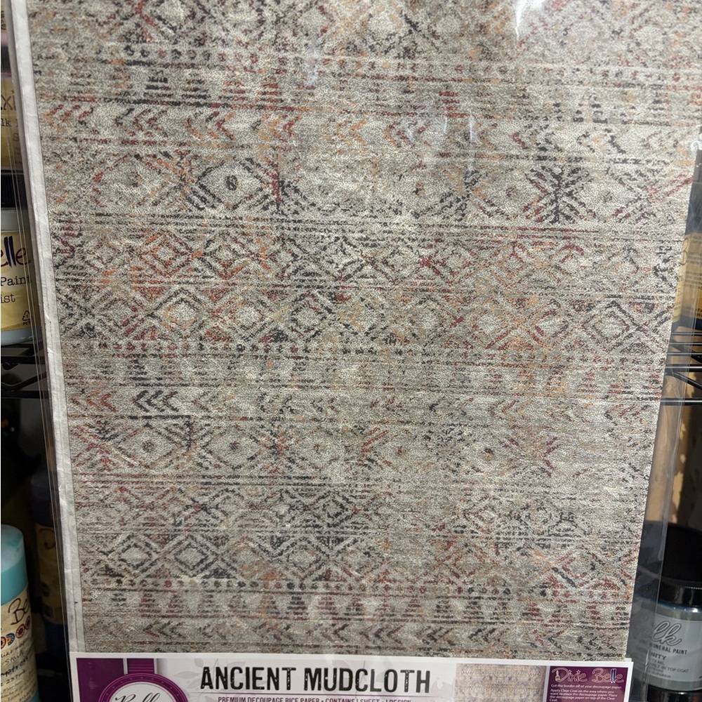 Ancient Mudcloth Patterned rice paper. Dixie Bell’s Belles and whistles line